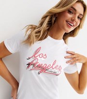 New Look White Metallic Los Angeles Logo T-Shirt